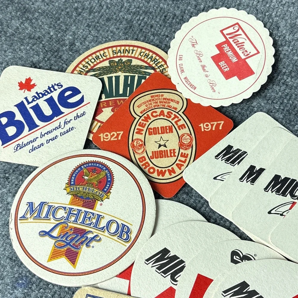 Vintage Beer Coasters Lot 70+ Budweiser Michelob PBR Busch Coors Barware